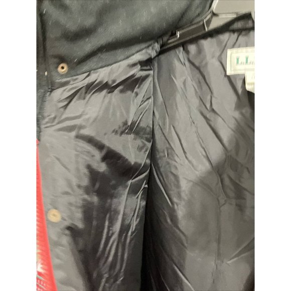 LL Bean Coat Mens Large Parka Coat Hidden Hoodie Black Red Outdoor Adult OP928 - Picture 7 of 10